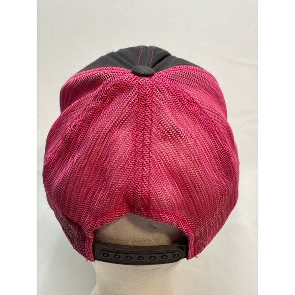 Leupold & Stevens hat cap 7" snap back trucker mesh Optics Hunting gray pink - Picture 3 of 8